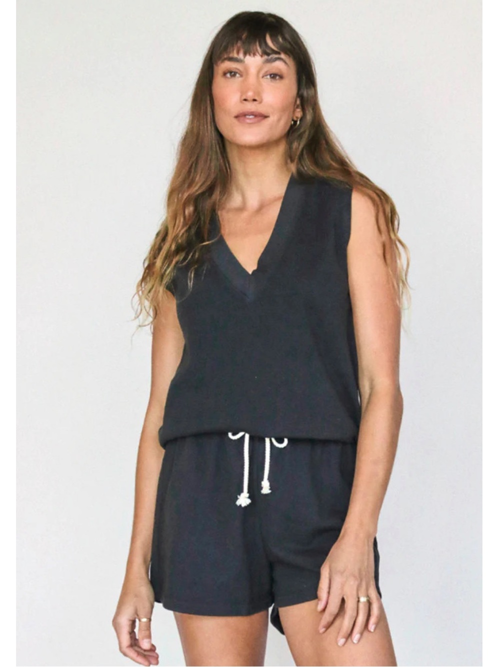 PERFECT WHITE TEE THE VENUS PIQUE SHORTS- Vintage Black